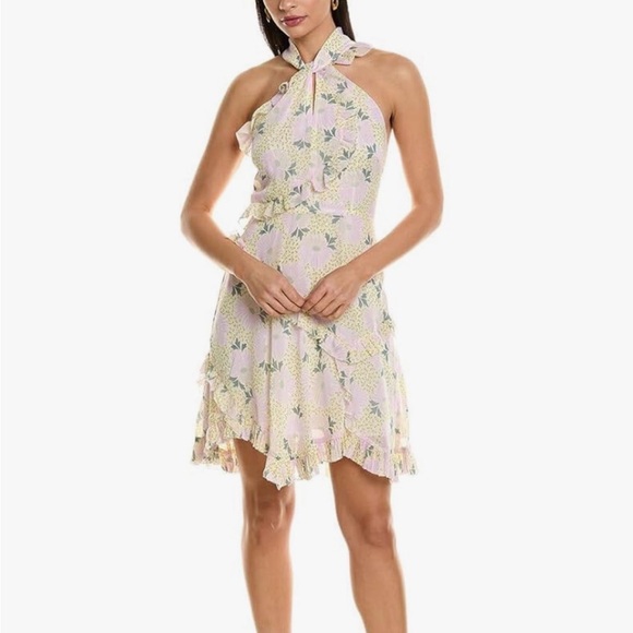 Ted Baker London Dresses & Skirts - Ted Baker Sutton Light Yellow Twist Neck Frill Detail Mini Dress. NWT. Size 4